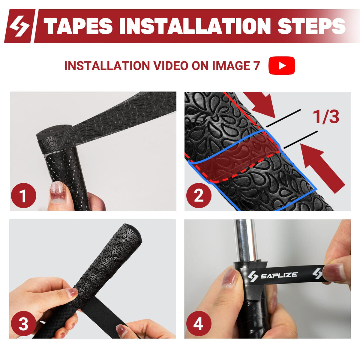 SAPLIZE anti-slip wrap keeps grip secure in all weather.