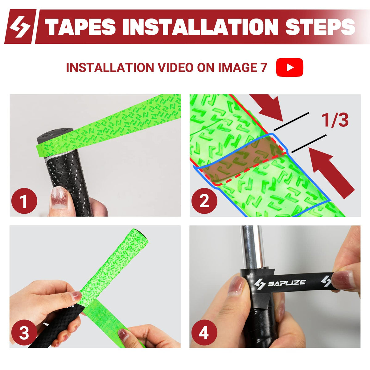 SAPLIZE durable PU tape provides soft, long lasting grip feel.