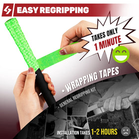 SAPLIZE quick application tape for refreshed golf grips across clubs.