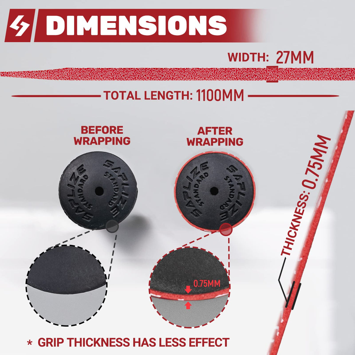 SAPLIZE golf grip wrapping tapes all-club-sizes fits most clubs with adjustable length.