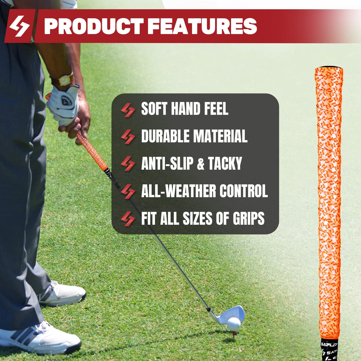 SAPLIZE golf grip wrapping tapes ready to wrap with simple, tool-free use