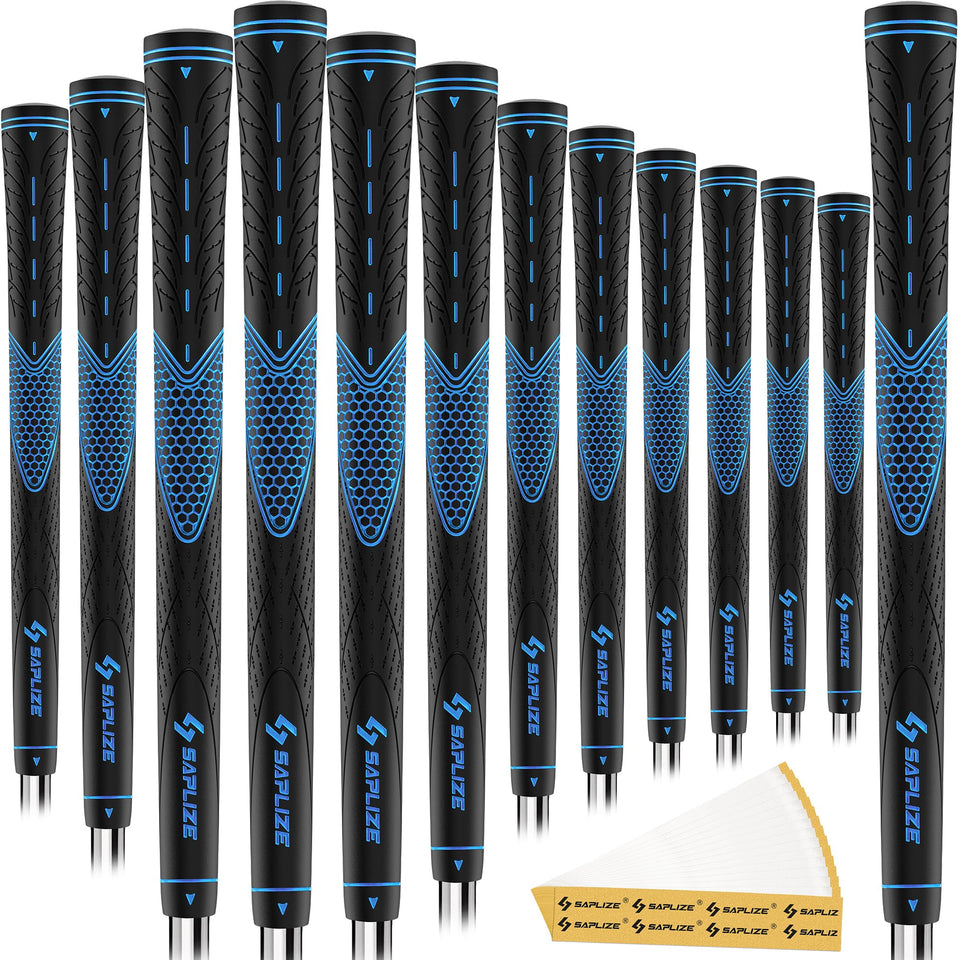 SAPLIZE 13-pack blue golf grips offer consistent feel and traction