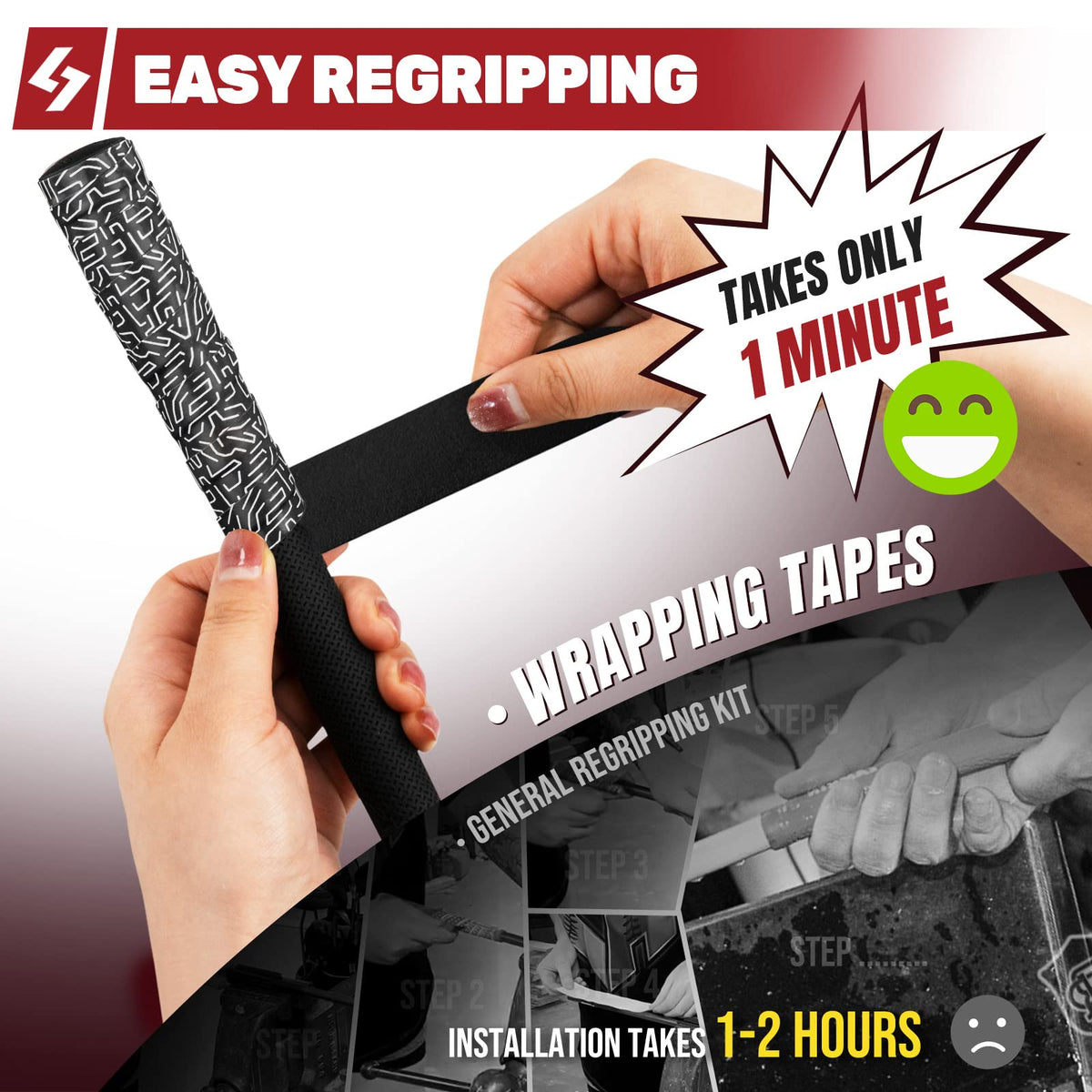 SAPLIZE quick regripping solution shows fast refresh without solvents.