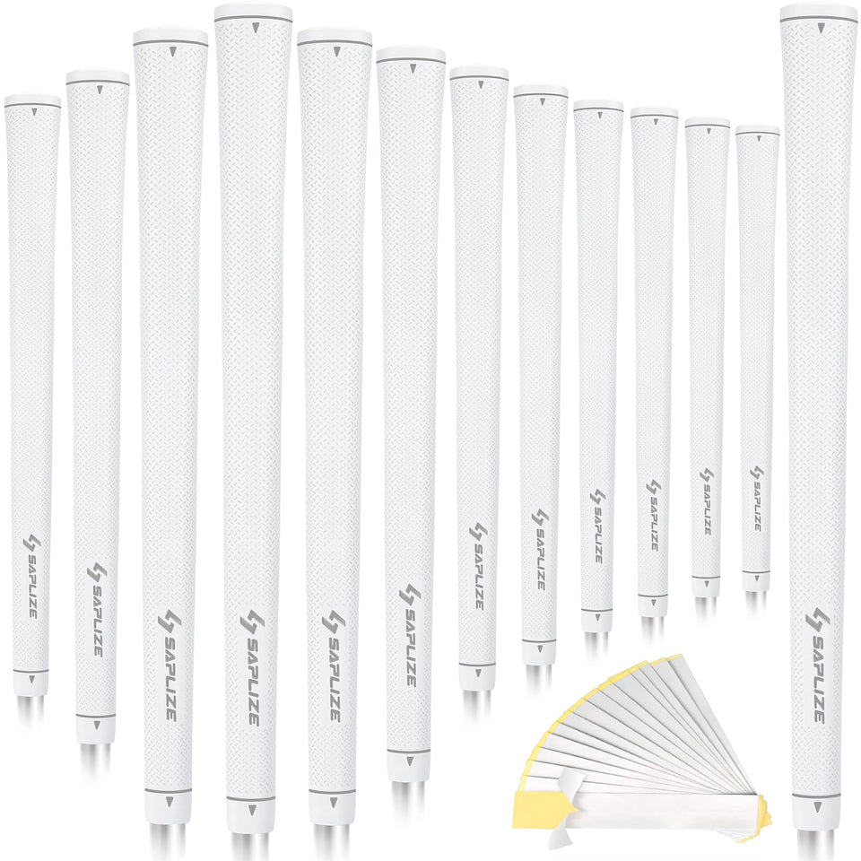 SAPLIZE Women’s Exclusive Golf Grips in white offer a secure, comfortable grip for confident swings