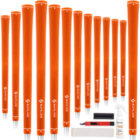 SAPLIZE women's exclusive golf grips in orange front view for stylish control