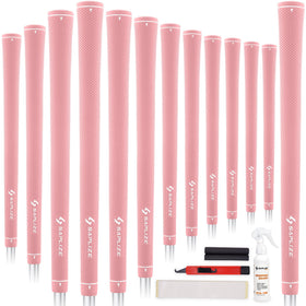 SAPLIZE women's exclusive golf grips pack front view in pink, highlighting minimalist design.