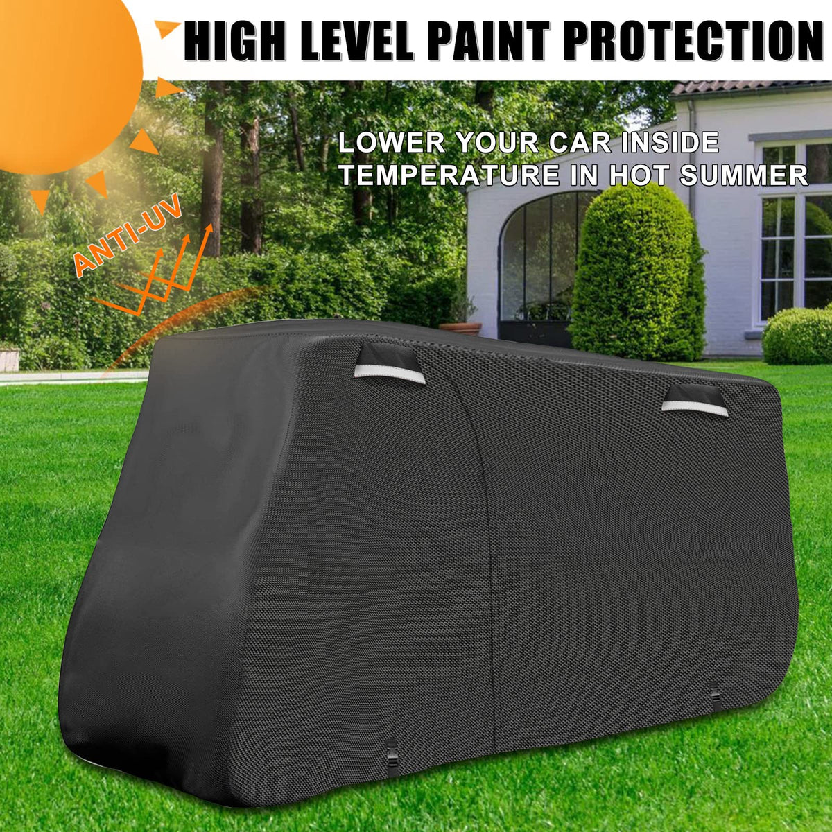 SAPUBK golf cart cover side-door zipper allows easy entry.