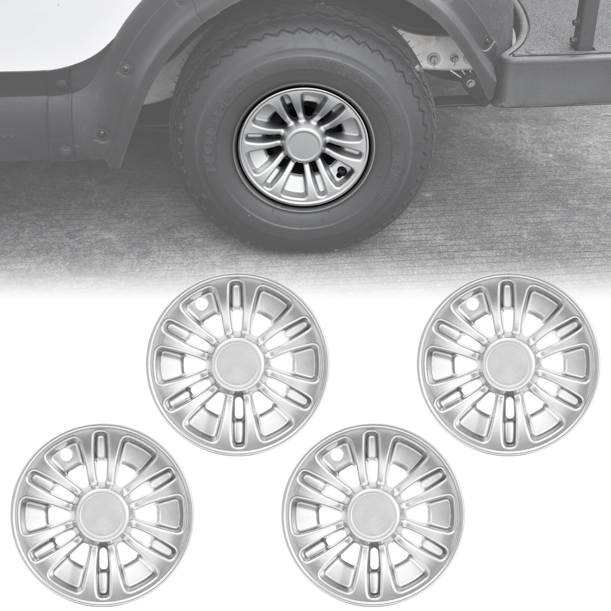 SAUTVS 8in hub cap for EZ-GO cart, installation-ready protection