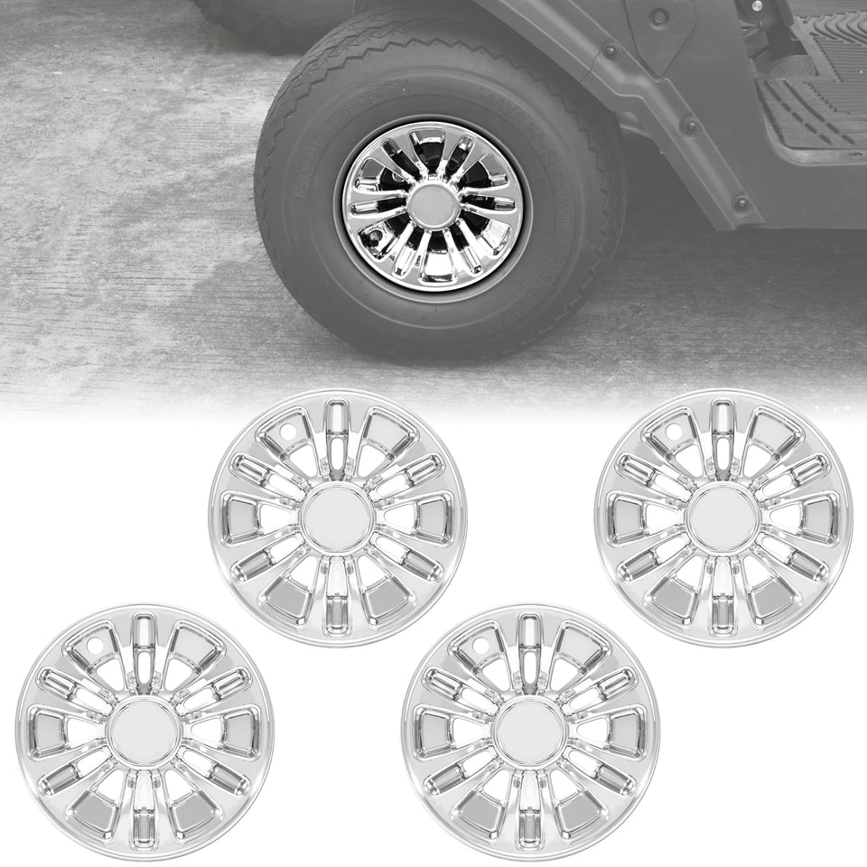 SAUTVS 8-inch hub cap front view shows durable electroplating shine