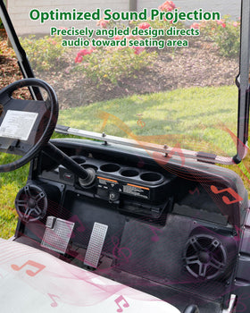 Angle-optimized pod directs sound to the driver area.