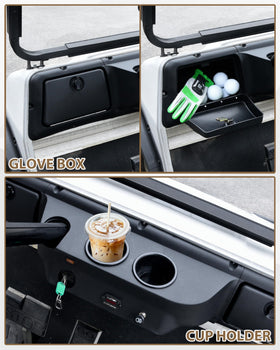 SAUTVS cup holder integration keeps beverages secure on bumpy courses.
