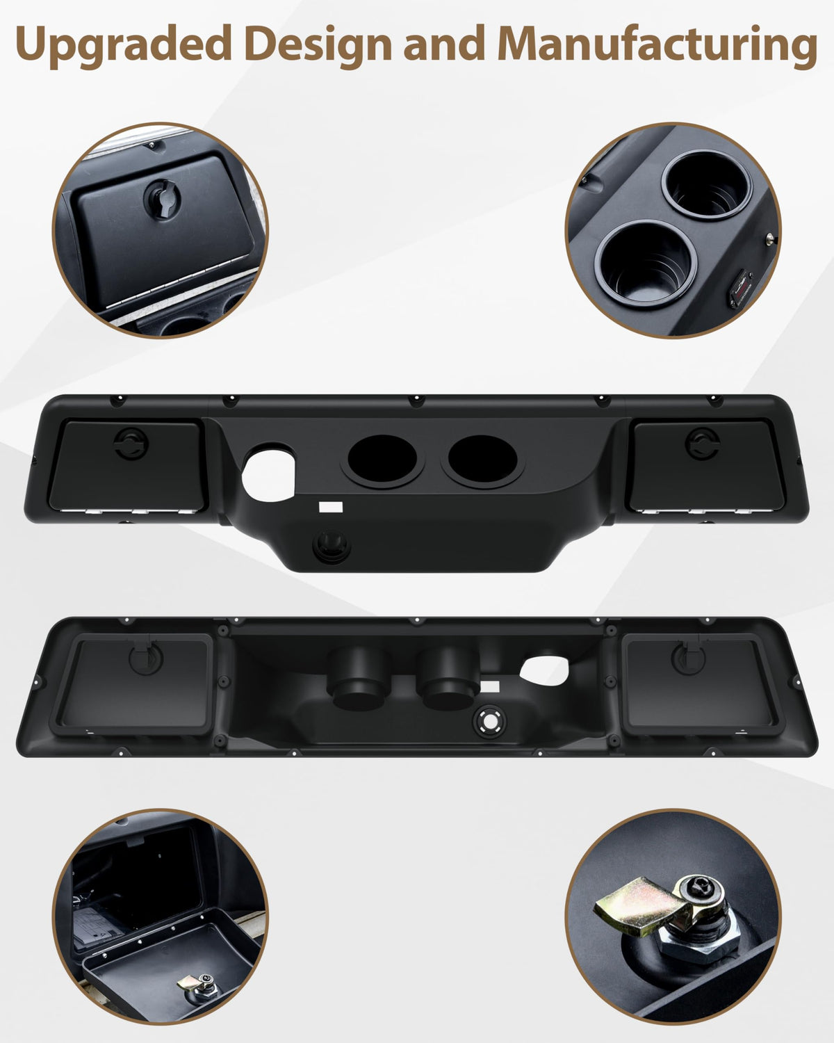 SAUTVS durable plastic dashboard finish resists wear while maintaining a sleek look.
