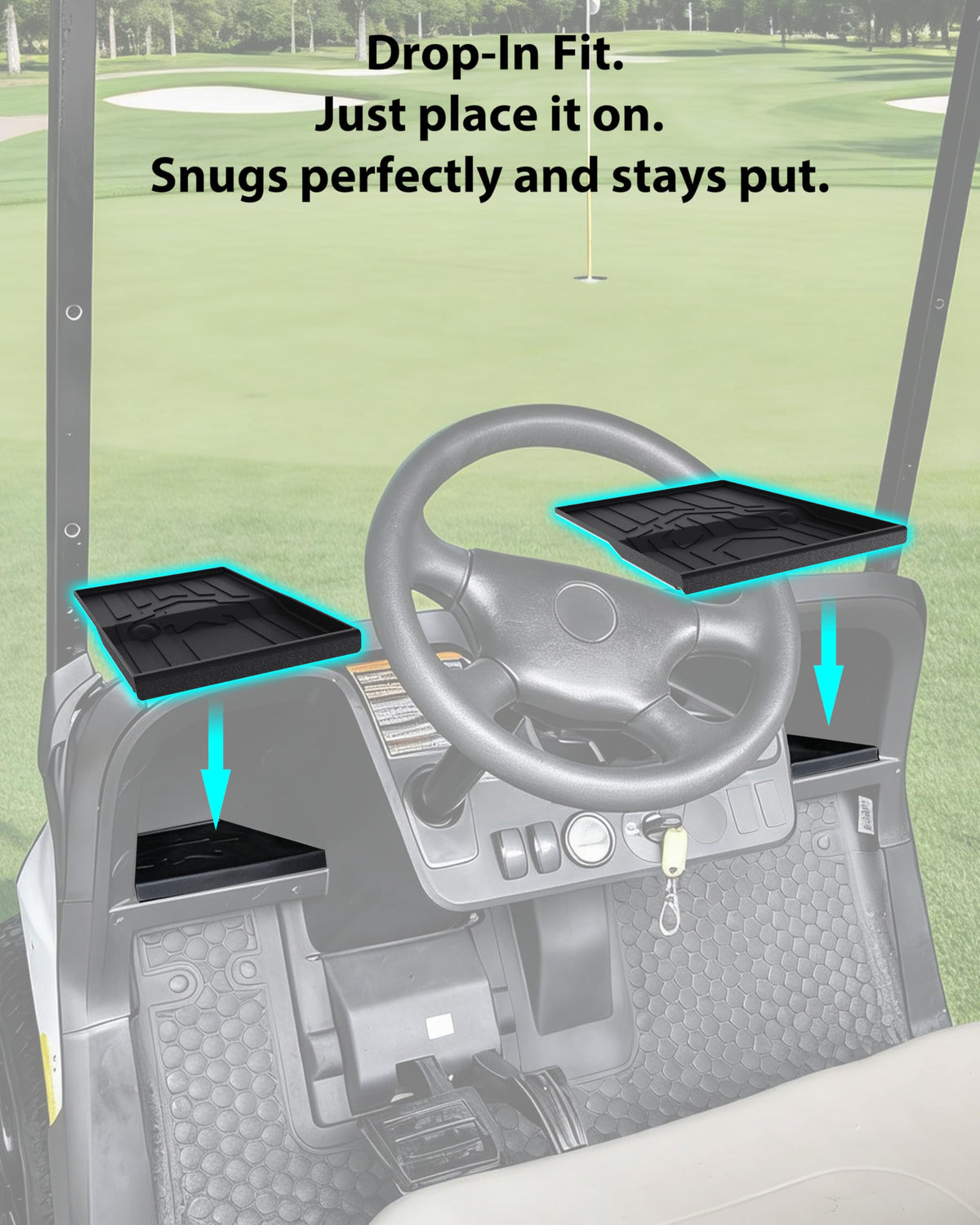 SAUTVS durable TPE dash mat withstands harsh weather in EZGO RXV Valor 2025.