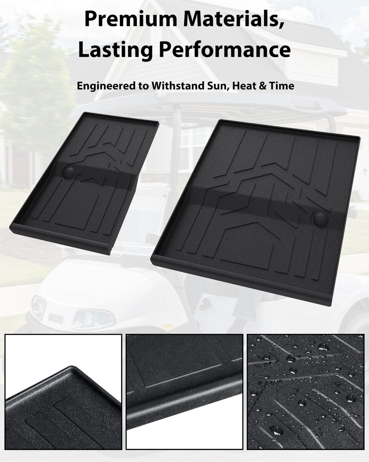 SAUTVS easy-clean dash mat rinses clean after mud or snow on EZGO RXV Valor.