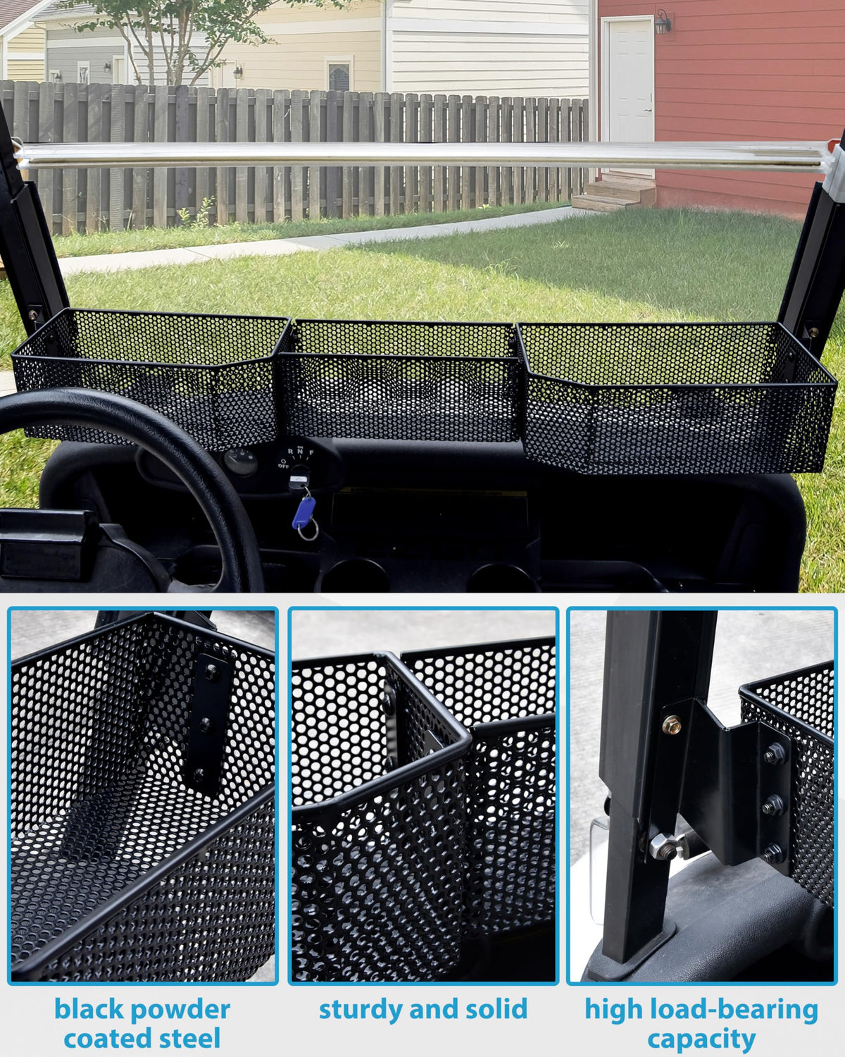 SAUTVS EZ-GO RXV installation brackets and screws included for quick setup.