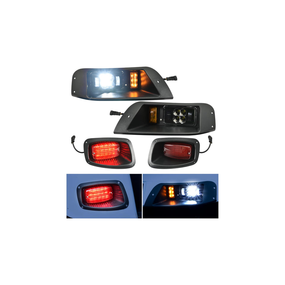 SAUTVS EZGO TXT headlight front view for night visibility.