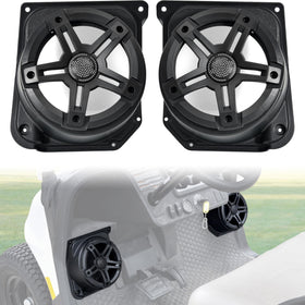 SAUTVS EZGO Valor 2025 under-dash speaker pod front view directs sound toward riders.