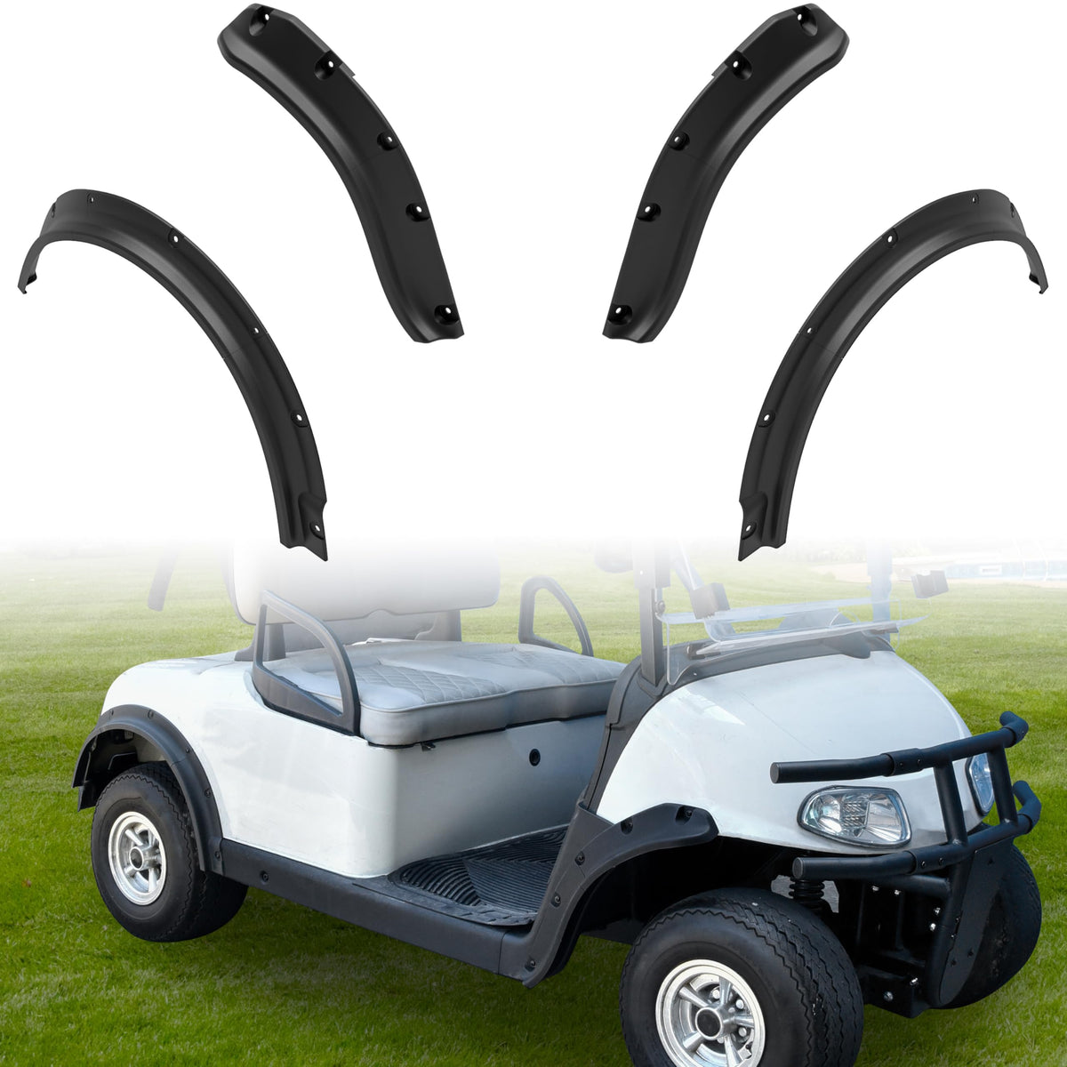 SAUTVS EZGO RXV front fender flare protects the cabin from dust and spray.