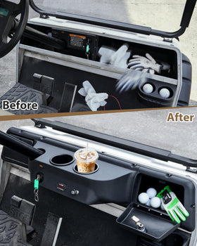 SAUTVS glove boxes provide organized storage for everyday items during rides.