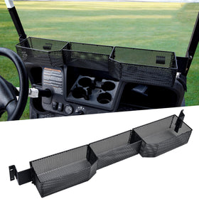 SAUTVS inner front storage basket for EZGO Valor 2025 with three compartments keeps essentials organized.