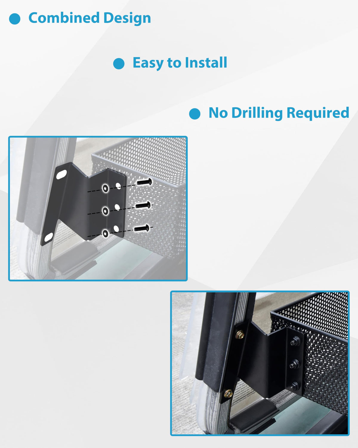 SAUTVS no drill installation of front basket with brackets