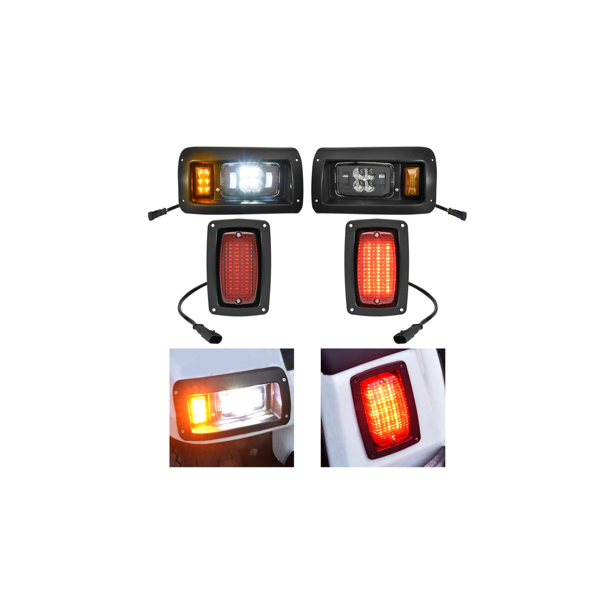 SAUTVS LED headlight front view for Club Car DS 1993+ improves night visibility