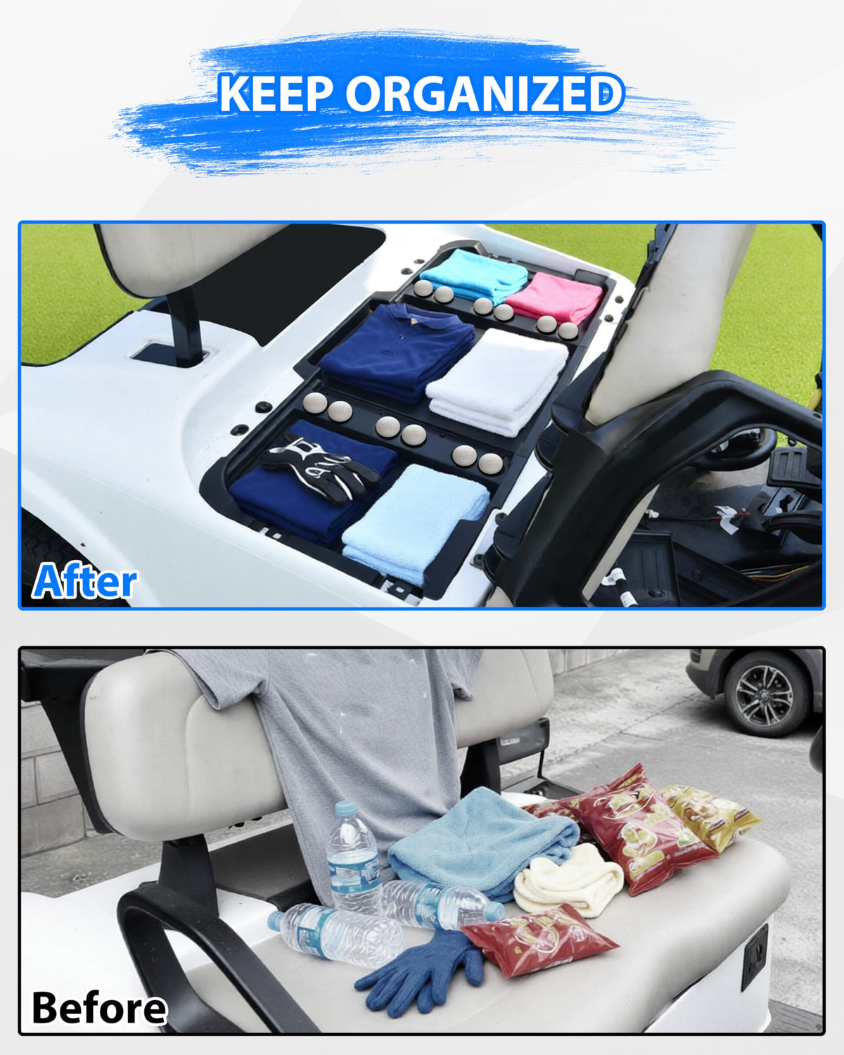 SAUTVS multi-compartment tray close-up showing organization options
