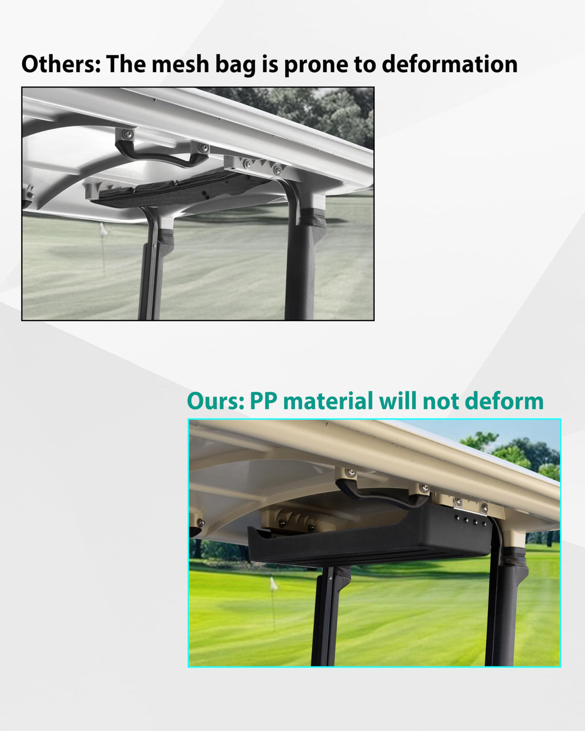 SAUTVS overhead storage tray installed on Yamaha Drive2 G29 with visible mounting hardware.