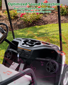 SAUTVS precise-angle design directs sound toward driver and passenger.