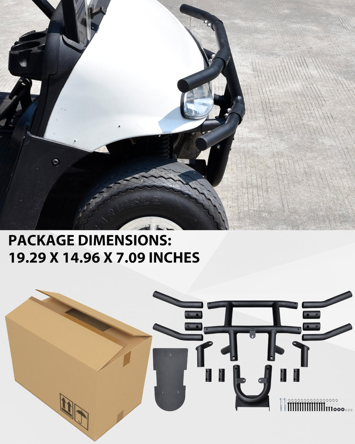 SAUTVS protection-on-trails front guard helps absorb impacts while driving off-road.