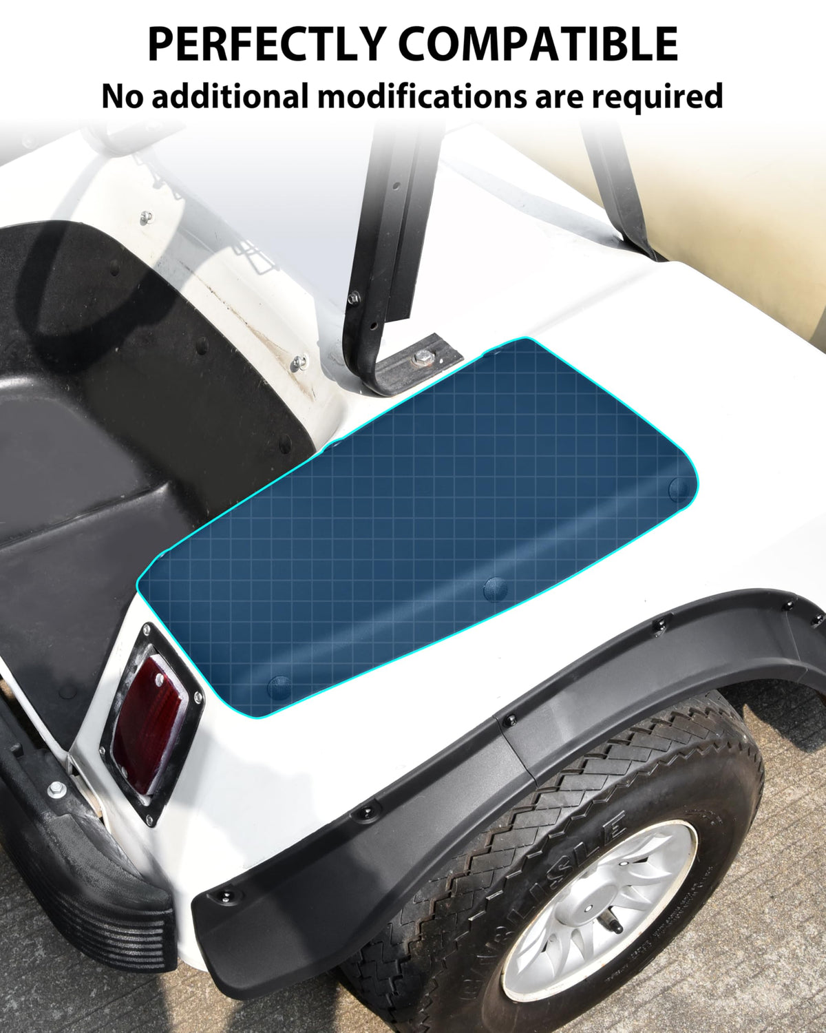 Close-up of SAUTVS scuff guard panel highlighting smooth PP plastic and fit