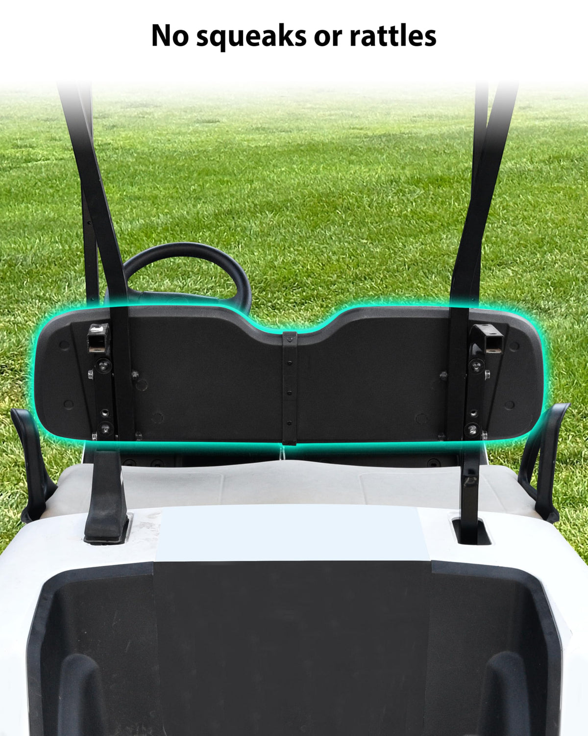 Installed SAUTVS seat back cap on EZGO RXV Valor 2025 on cart