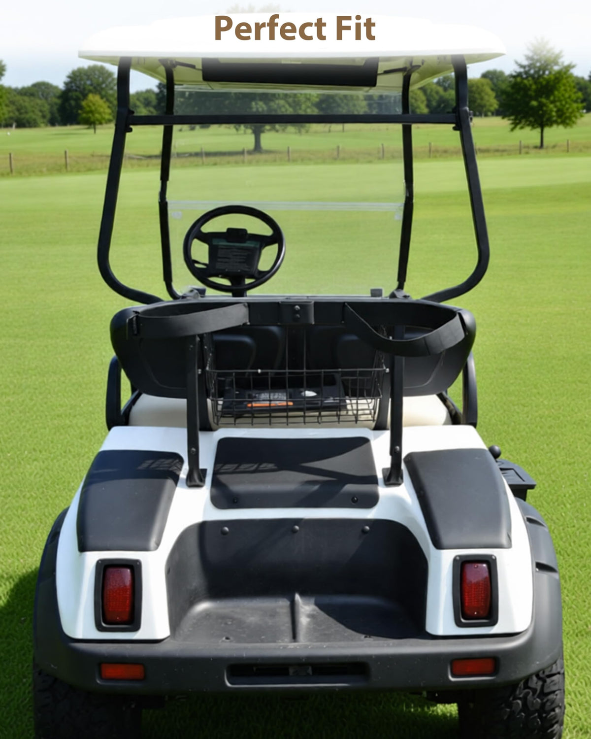 SAUTVS easy-clean, stain-resistant design helps keep your golf cart looking newer.
