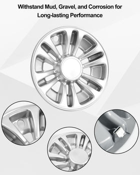SAUTVS silver hub cap close-up shows premium PP material