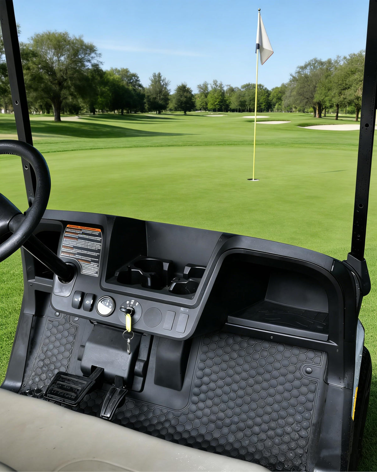 SAUTVS two-piece dash mats bundle protects EZGO RXV Valor 2025 interior.