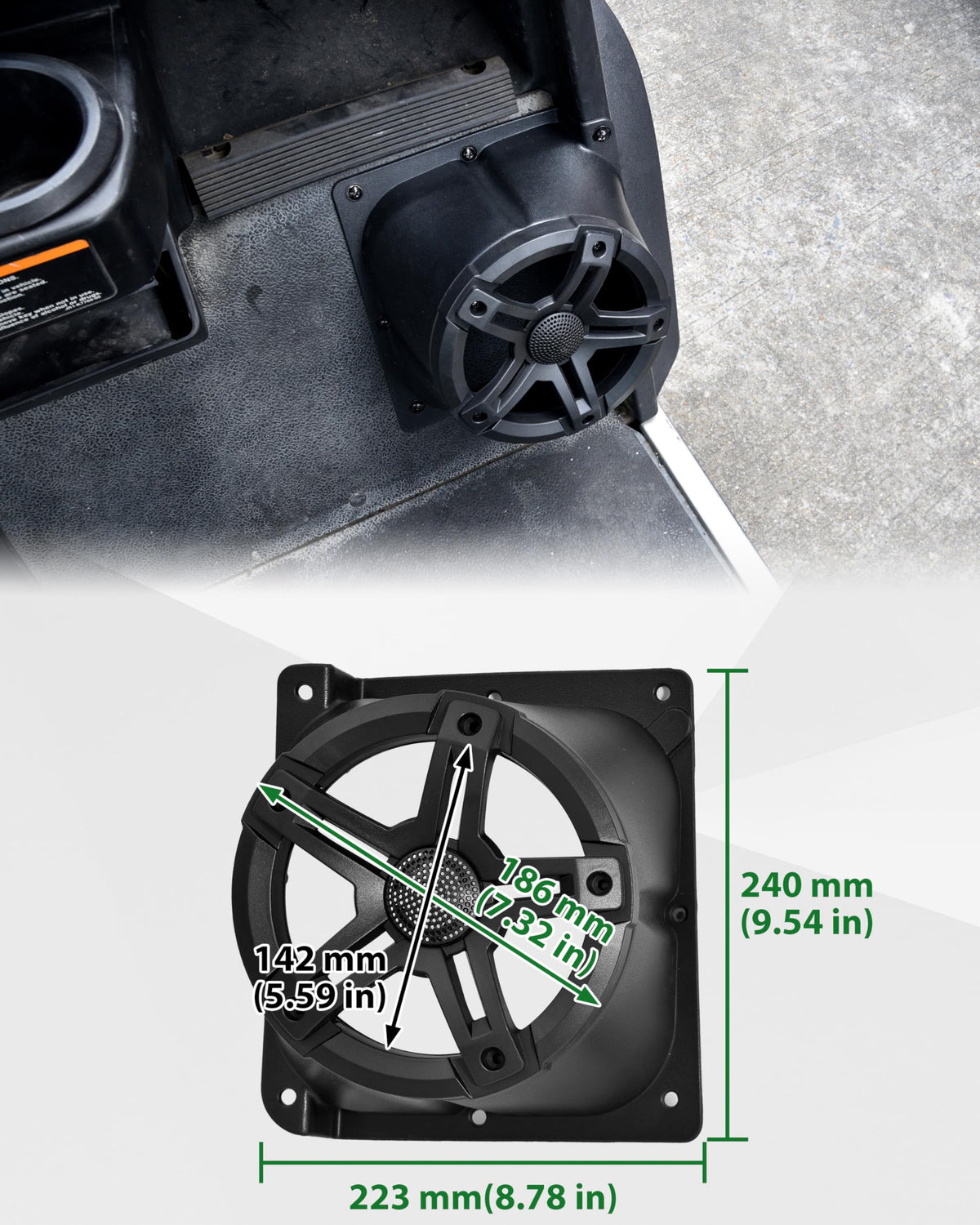Speakers not included; provides a clean, modern look.