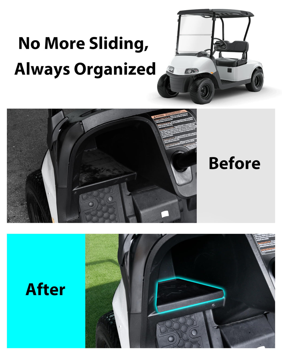 SAUTVS waterproof textured dash mat with non-slip grip for EZGO RXV Valor.