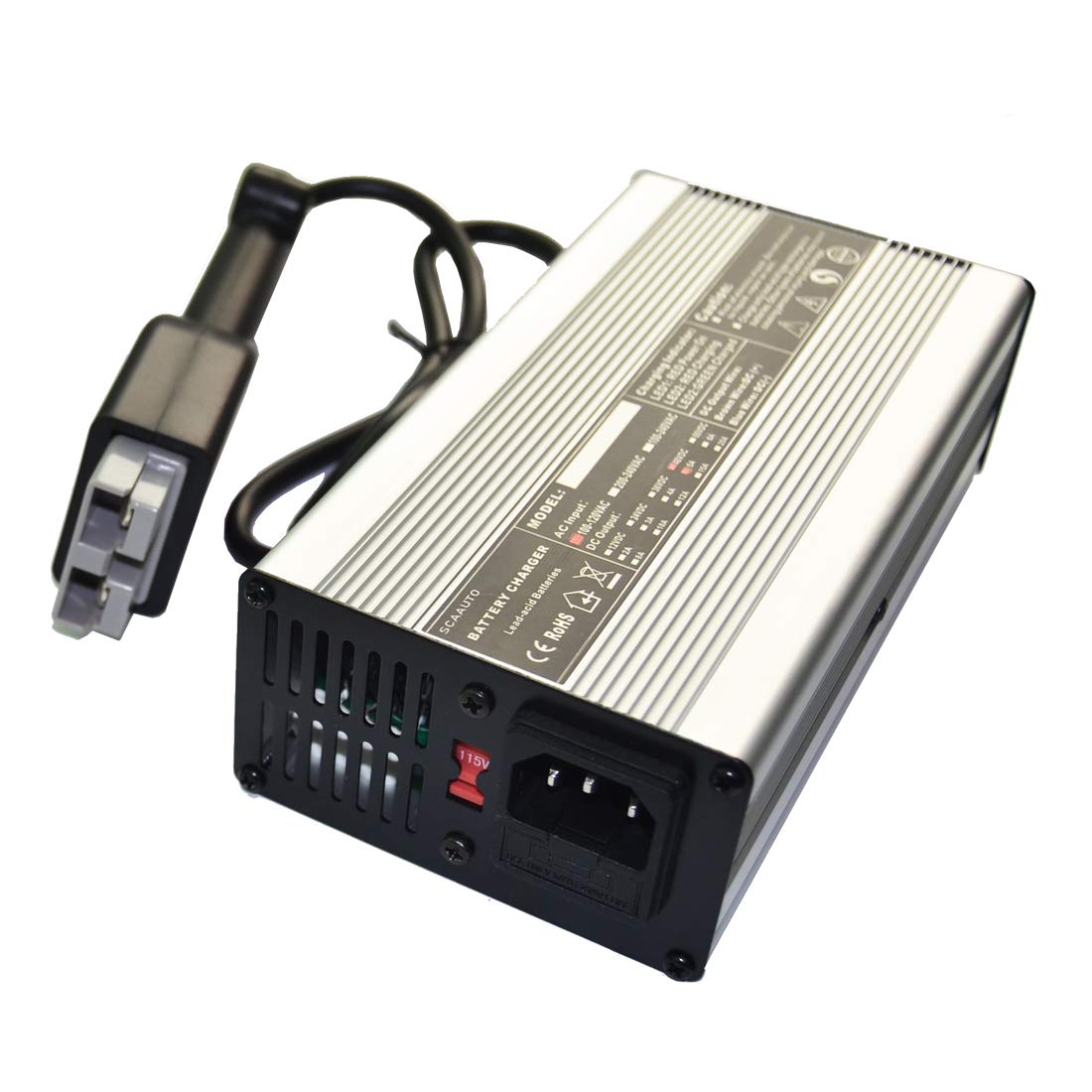Two LED indicators on ScaAuto charger showing power and charging status