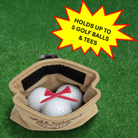 Scale Wear Design Nut Caddy Pouch attached to golf bag for easy reach.