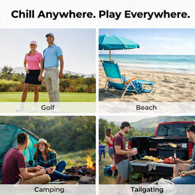 Removable shoulder strap on Polar Caddy adds portable cooling versatility.