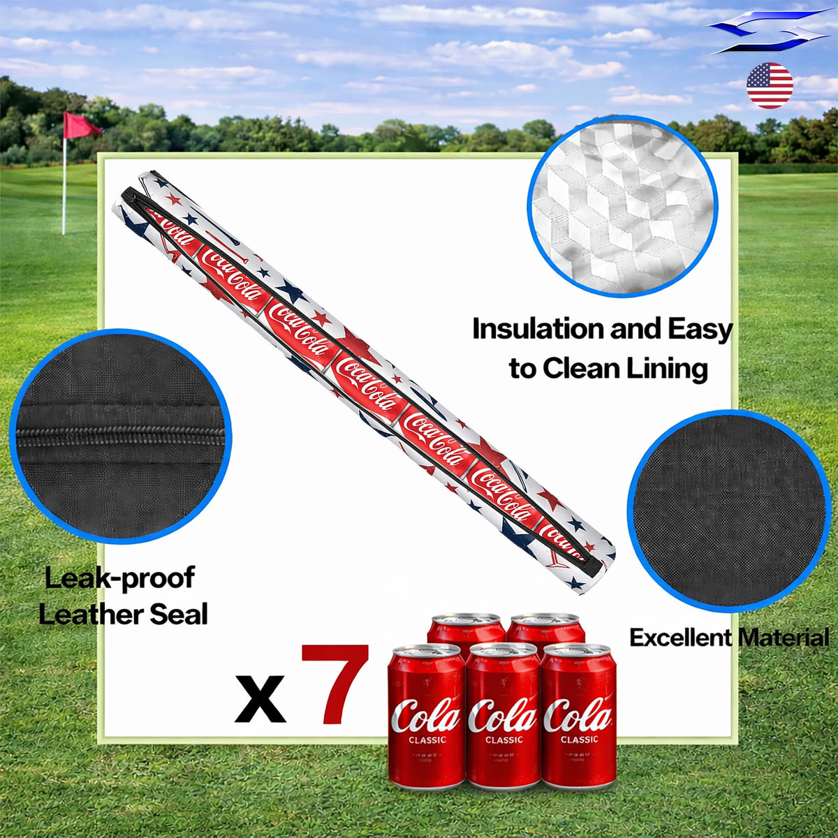 Full-length zipper loading showing quick access to seven cans.