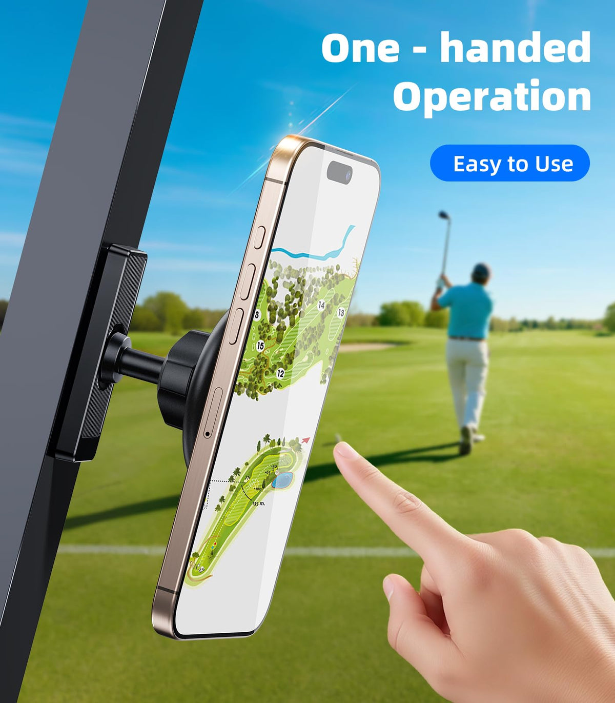 scenein magnetic golf cart phone holder with stripe magnets ensures stable attachment