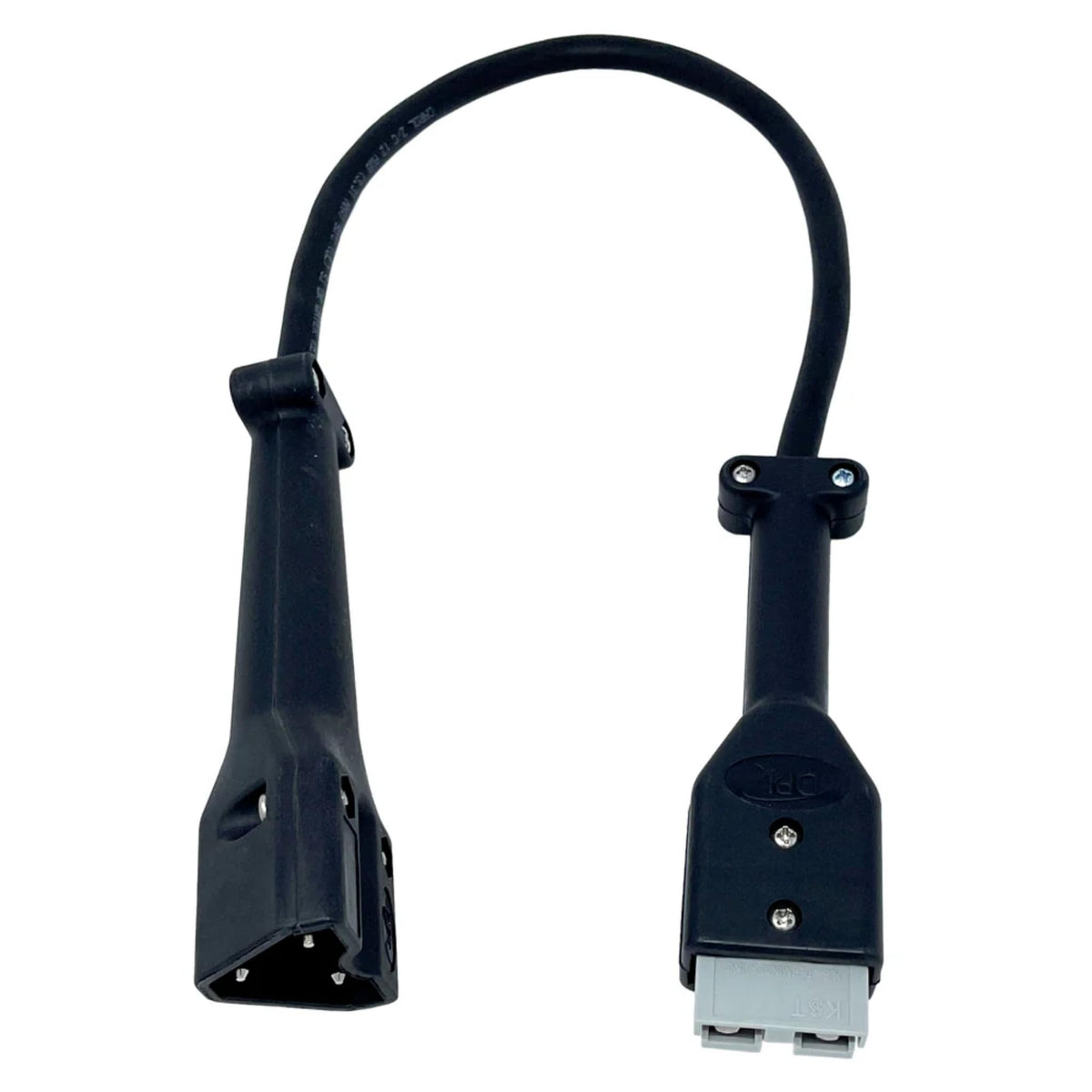 Schauer adapter works with 15–40A chargers for EZGO 48V carts.
