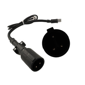 Schauer battery-to-charger adapter with a 3-pin round plug for Club Car 48V carts.