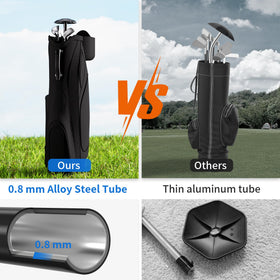 Scisum golf travel pole extended to 56 inches to support large bags.
