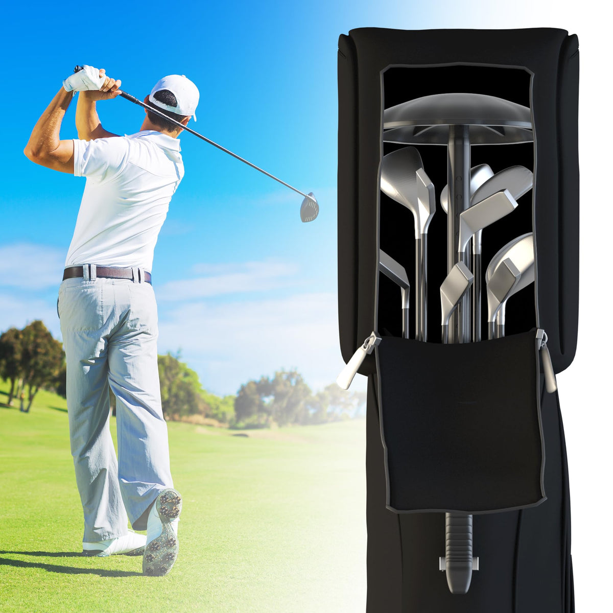 Scisum portable golf travel pole is lightweight for on-the-go golfers.