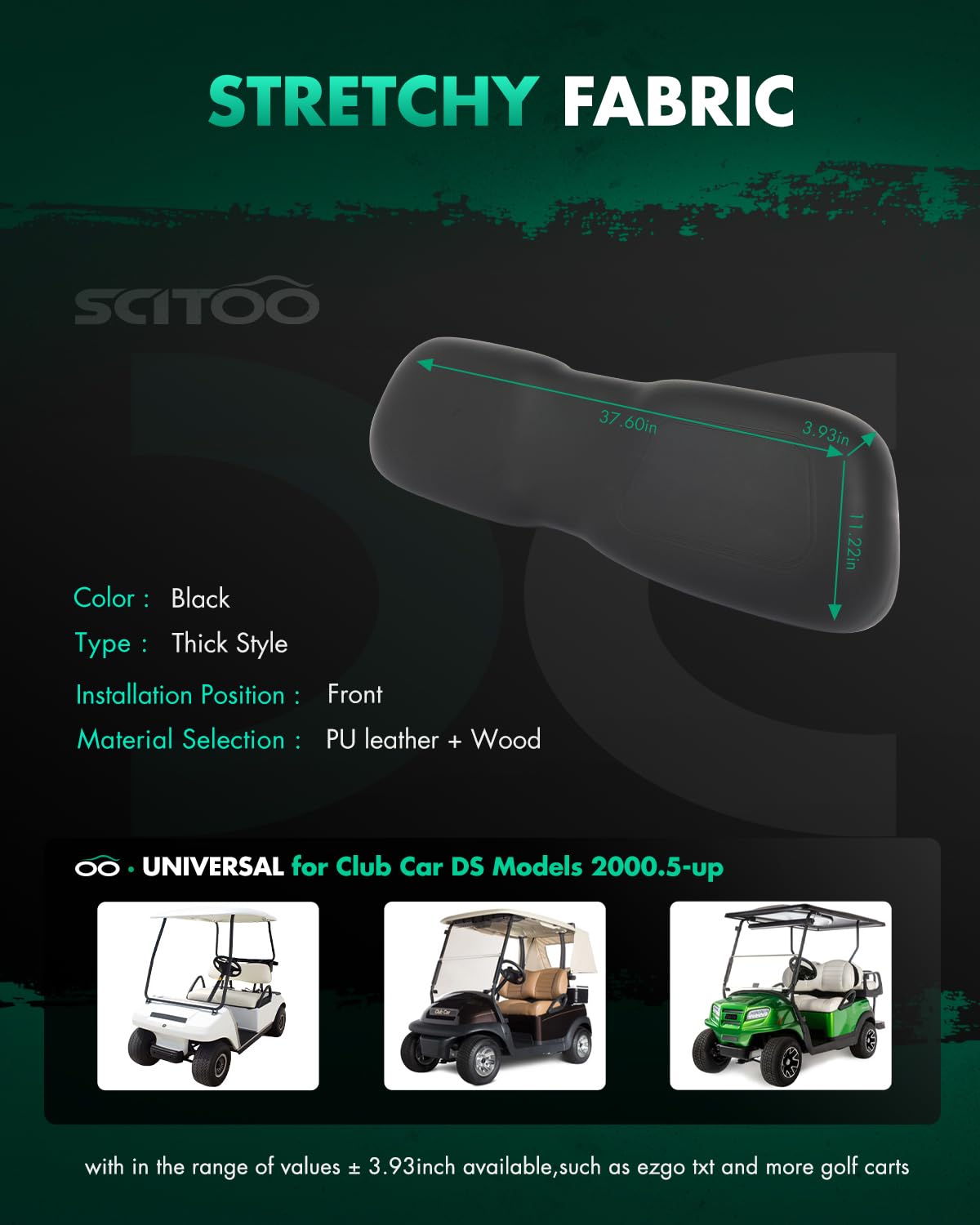 SCITOO backrest cushion adds lumbar support for longer golf cart rides.