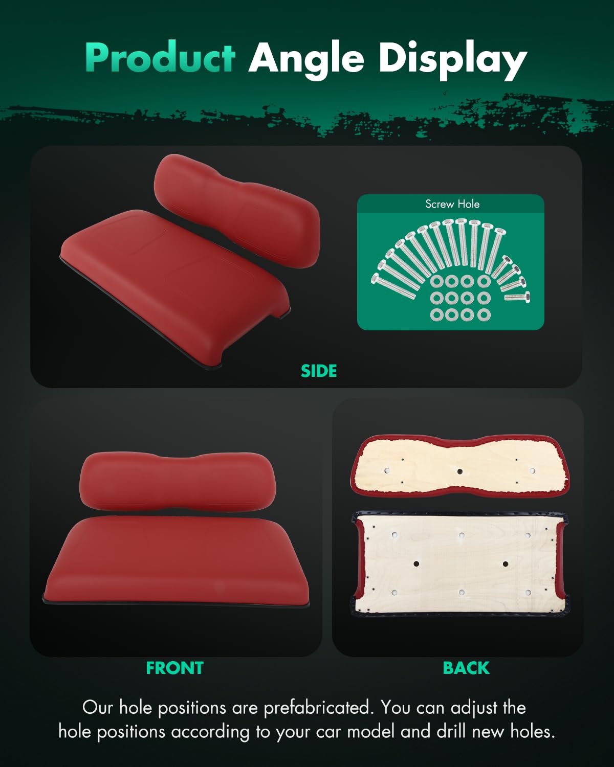 SCITOO Club Car DS burgundy front seat adds style and ride quality.