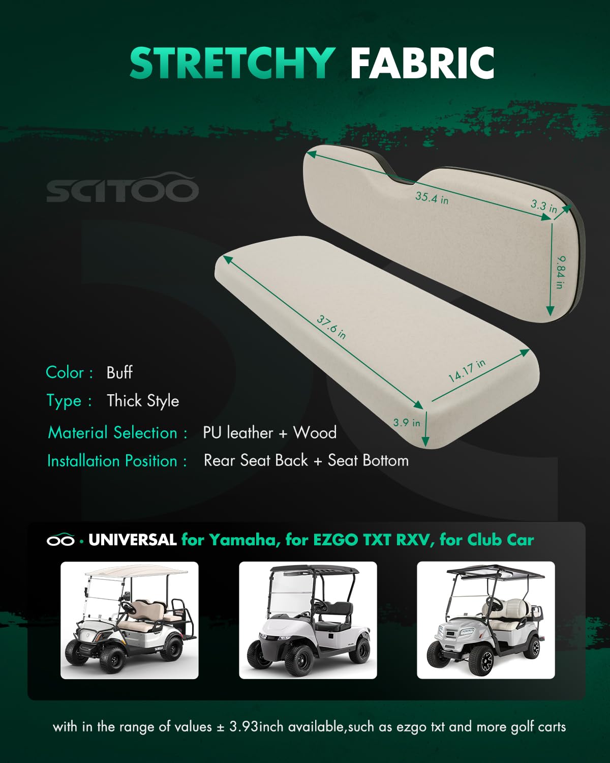 SCITOO Club Car DS/Precedent back seat fit improves passenger comfort.