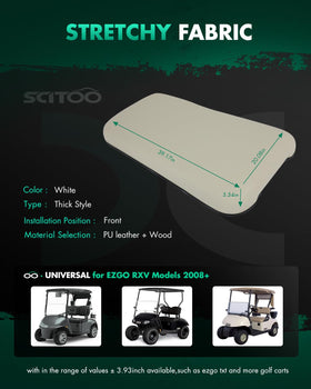 SCITOO cushioned front seat white finish improves comfort for daily golf cart rides.